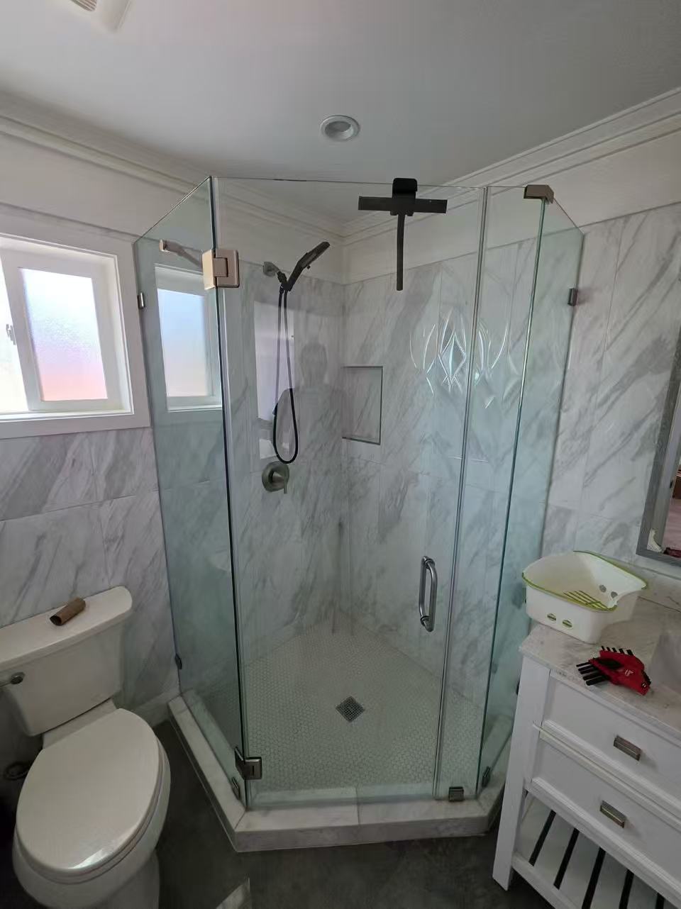 NIRVANA Shower Door - 135 Diamond Shape - Brushed Nickel